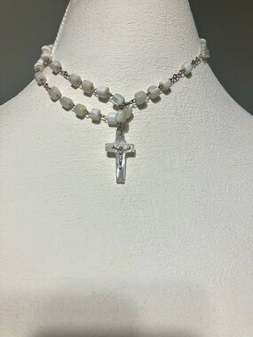 Mother of Pearl Necklace with Crucifix Necklace